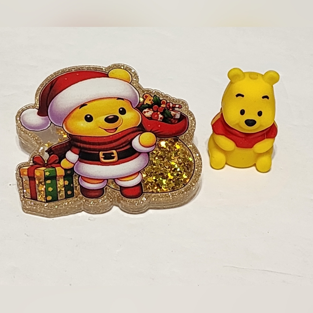 Christmas P Bear Acrylic Flatback Shaker Focal Bead Santa Xmas Crafts‎ Badge